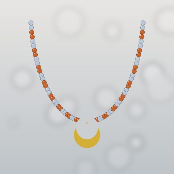 Lunula ażurowa – chalcedon, granat hessonit