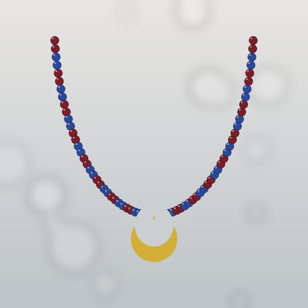 Mini lunula – granat, lapis lazuli